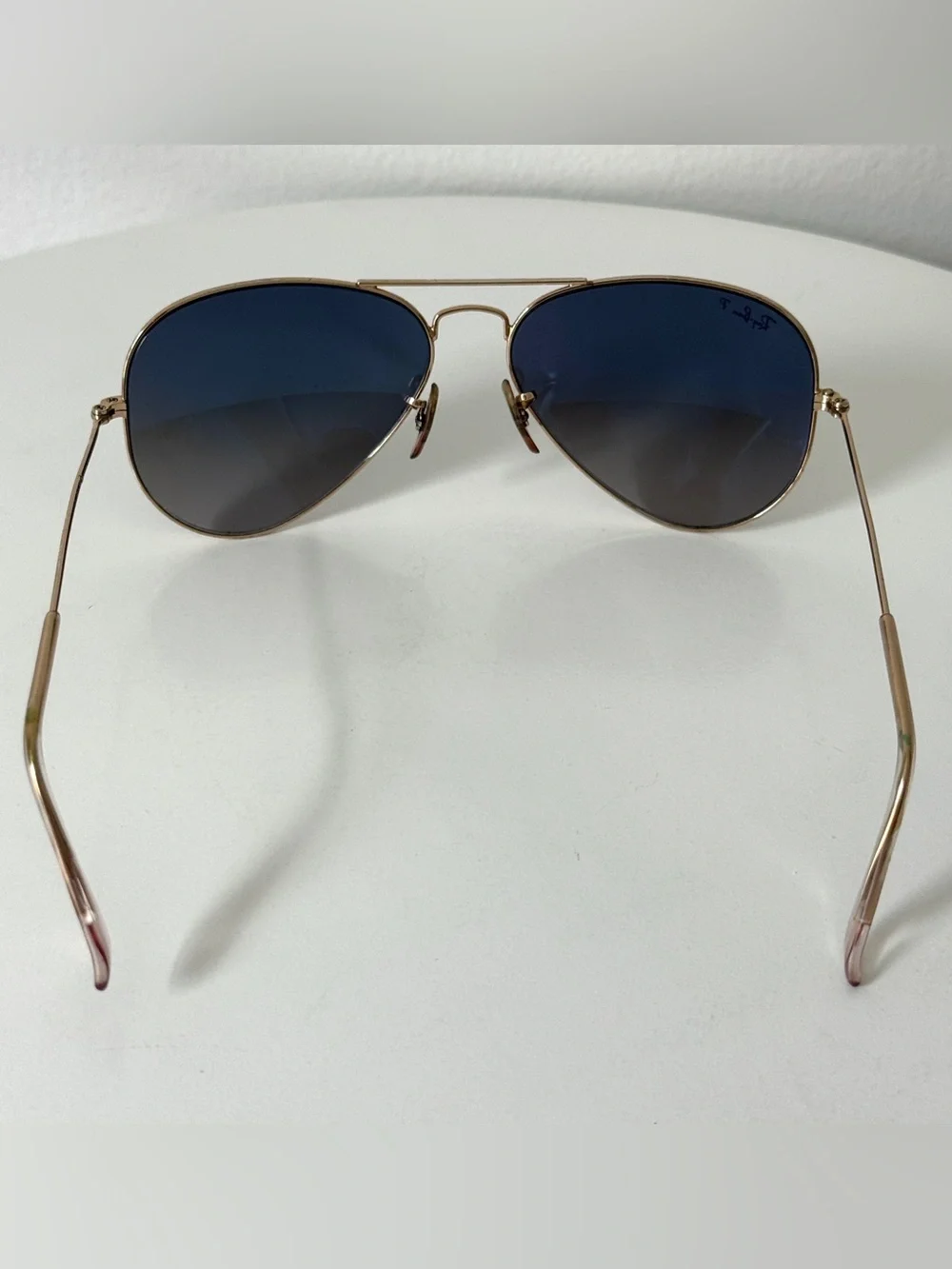 Ray-Ban RB3025 Aviator Polarized Sunglasses Gold Frame Blue Gradient 58/14